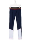 Fendi Blue And White Fabric Leggings In Blue