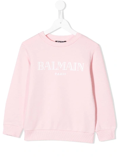 Balmain Teen Logo印花套头衫 In Pink