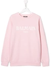 BALMAIN TEEN LOGO PRINT SWEATSHIRT