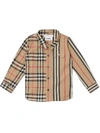 BURBERRY PANELLED VINTAGE CHECK AND ICON STRIPE SHIRT