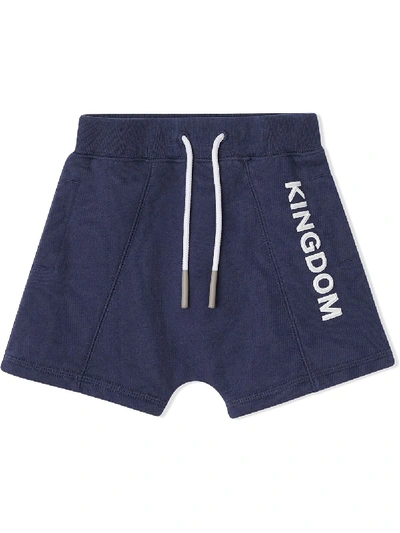 Burberry Babies' Kingdom Motif Cotton Drawcord Shorts In Blue