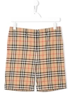 Burberry Kids' Tristen Relax Check Shorts In Neutrals