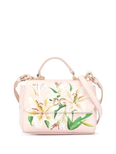 Dolce & Gabbana Teen Lily Print Shoulder Bag In Pink