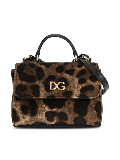 Dolce & Gabbana Teen Leopard Print Tote In Brown