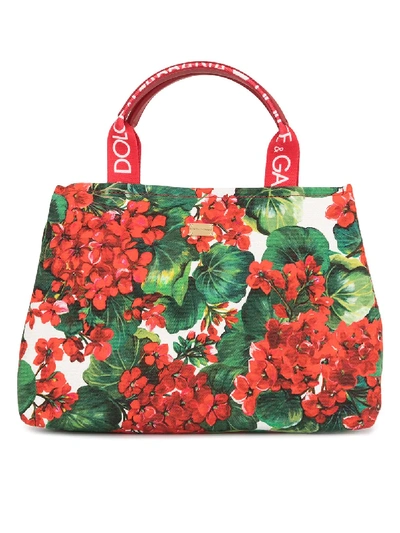 Dolce & Gabbana Teen Floral Print Tote In Red