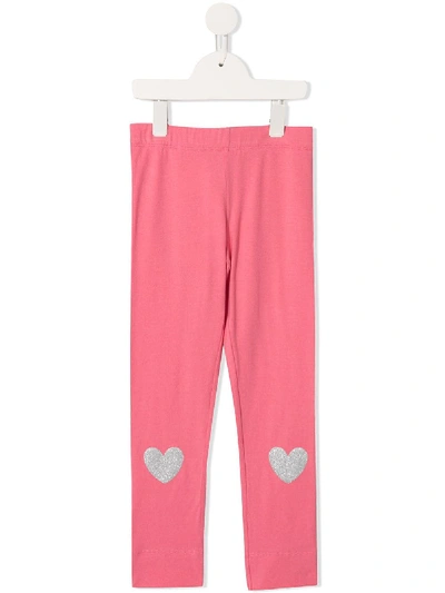 Simonetta Kids' Heart Leggings In Pink