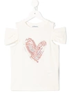 Simonetta Heart Cold Shoulder T-shirt In White