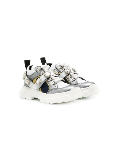 Andrea Montelpare Kids' Embellished Low Top Sneakers In White