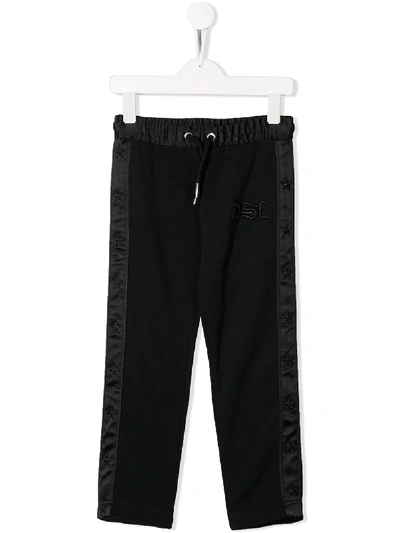 Diesel Kids' Embroidered Track Pants In Black