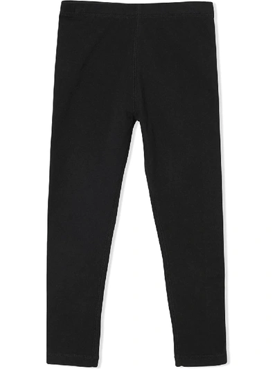 Burberry Kids' Logo Stretch Cotton Leggings In Black