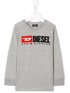 Diesel Kids' Contrast Logo T-shirt In Grey