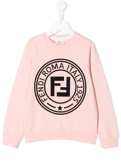 Fendi Kids' Logo Print Sweatshirt In Pink