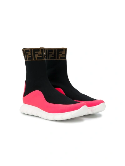 Fendi Kids' Slip-on Sock-style Trainers In Black