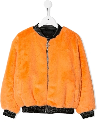 Andorine Kids' Faux Fur Bomber Jacket In Orange