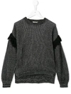 Andorine Fringe Ribbed Knit Jumper In Grey