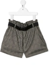 Andorine Check Print Shorts In Grey