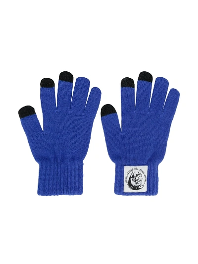 Diesel Babies' Mohawk Patch Gloves In Blue