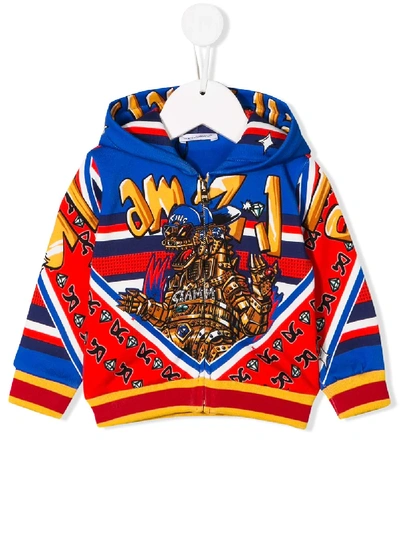 Dolce & Gabbana Babies' Glam Hooded Jacket In Blue
