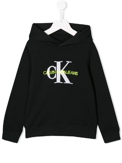 Calvin Klein Kids' Classic Logo Hoodie In Black