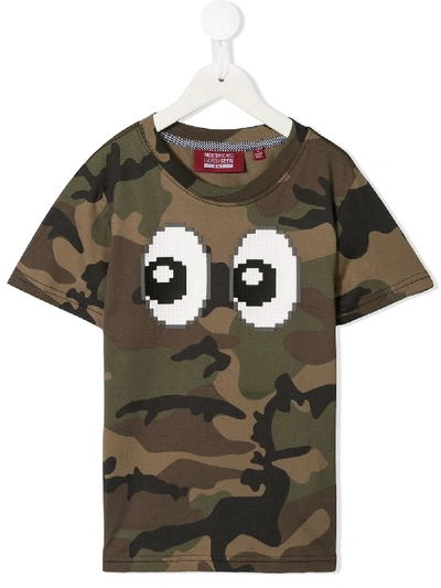 Mostly Heard Rarely Seen 8-bit Kids' Eyez Print Camouflage T-shirt In Green