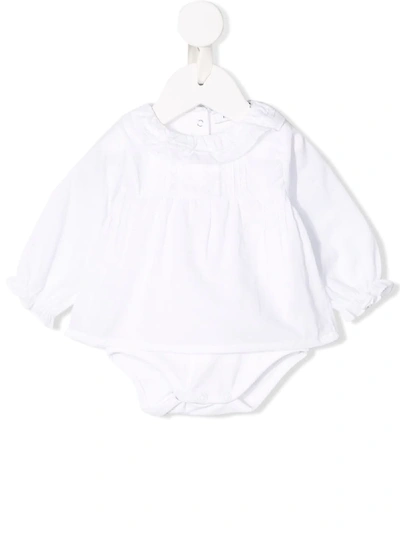 Knot Babies' 长袖连体衣罩衫 In White