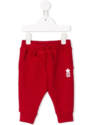 Dsquared2 Babies' Logo细节棉质运动裤 In Red