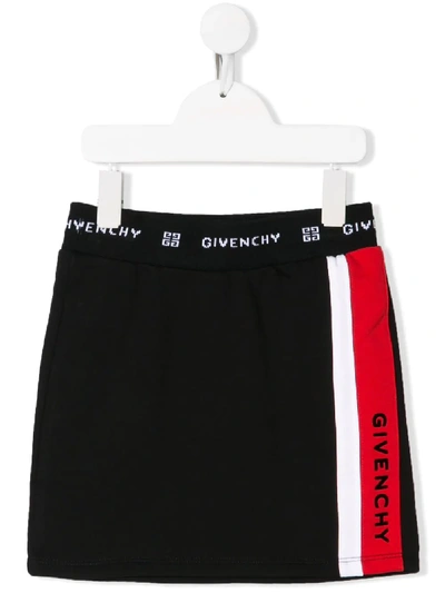 Givenchy Kids' Logo细节棉质半身裙 In Nero