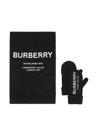 Burberry Kids' Embroidered Merino Wool Two-piece Gift Set In Black