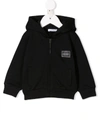 Dolce & Gabbana Jersey Hoodie With Logo Tag In Black