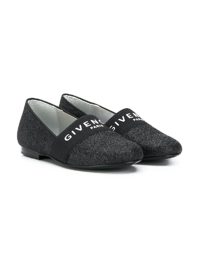 Givenchy Kids' Logo Band Ballerina Shoes In Black