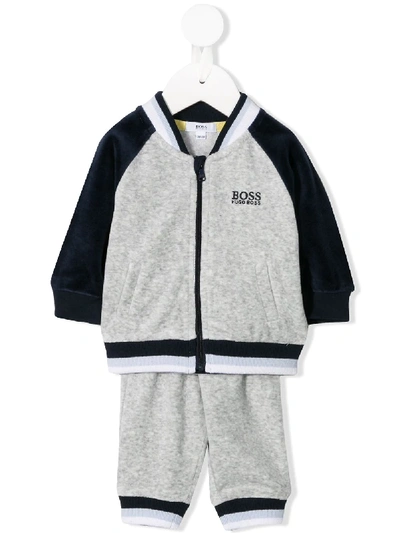 Hugo Boss Babies' Logo Embroidered Tracksuit Set In Grey