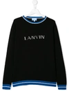 Lanvin Enfant Kids' Logo Intarsia Jumper In Black
