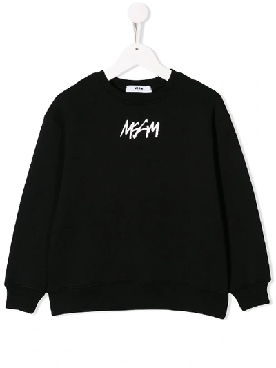Msgm Kids' Logo Print Sweatshirt In Black