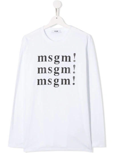 Msgm Langarmshirt Mit Logo In White