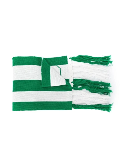 Gcds Kids' Striped Tassel Scarf In Green