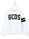 Gcds Kids' Logo Printed Sweatshirt In White