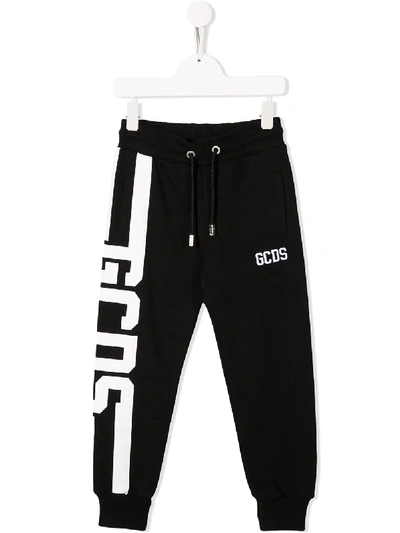 Gcds Kids' Logo Printed Jogging Trousers In Black