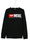 Diesel Kids' Logo Embroidered Sweatshirt In Black