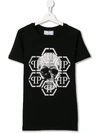 Philipp Plein Junior Kids' Logo Print T-shirt In Black