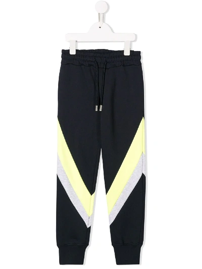 Msgm Kids' Stripe Detail Track Trousers In Blue