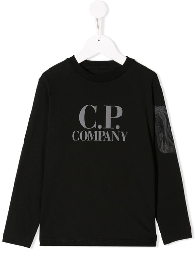 C.p. Company Kids' Logo Printed Sweater In Black