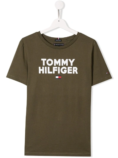 Tommy Hilfiger Junior Teen Logo Print T-shirt In Green