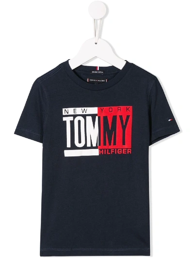 Tommy Hilfiger Junior Kids' High-contrast Logo T-shirt In Blue