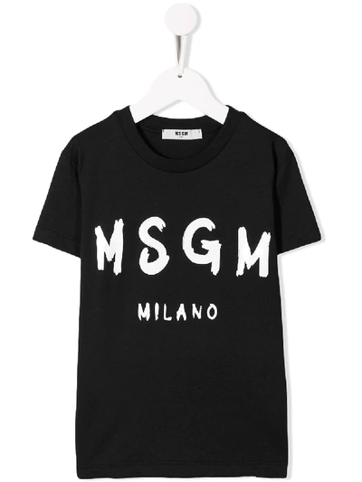 Msgm Kids' Freehand T-shirt In Black