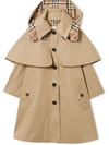 BURBERRY TWILL CAPE-PANELLED COAT