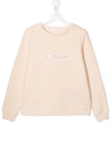 Chloé Teen Logo Print Sweatshirt In Pink