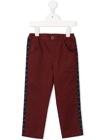 Familiar Kids' Animal Stripe Trousers In Red