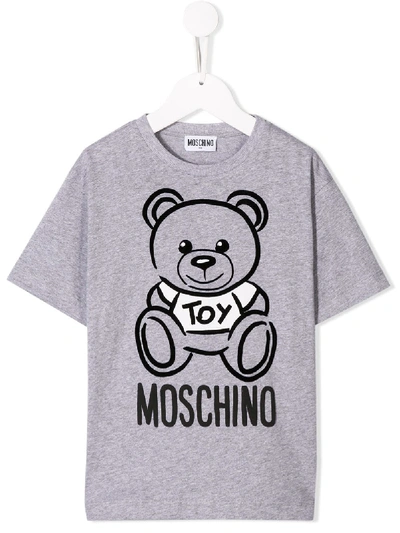 Moschino Kids' Teddy Bear Print T-shirt In Grey