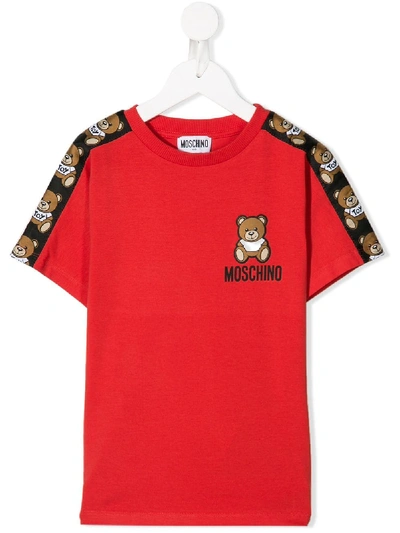 Moschino Kids' Bear Logo Print T-shirt In Red