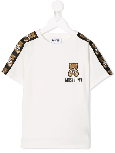 Moschino Kids' Bear Logo Print T-shirt In White